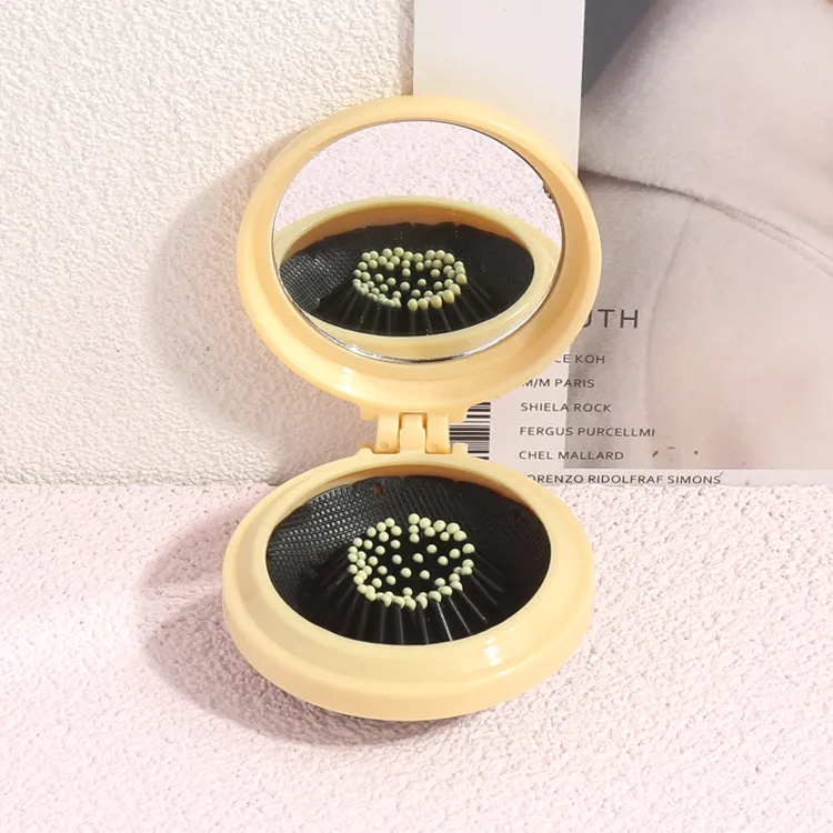 2-in-1 Foldable Travel Mirror Hair Brushes 7