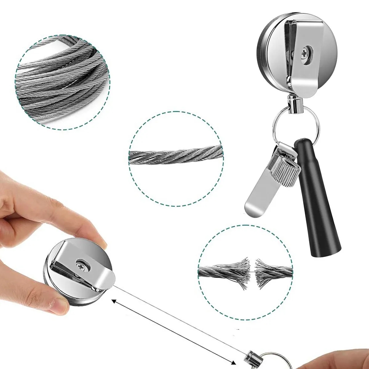 Retractable Badge Reel with Key Ring & Clip 4