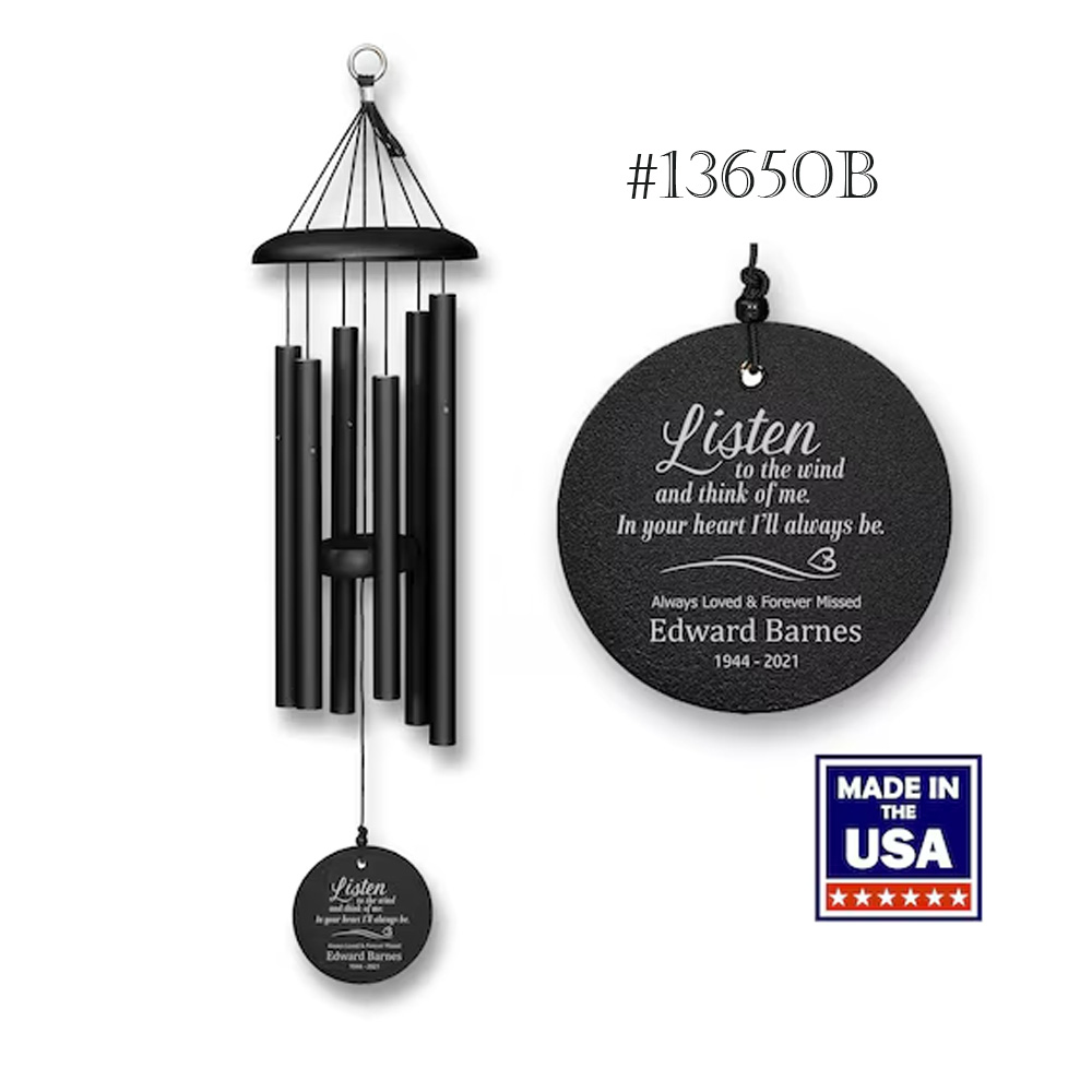 36" Black Powder Coated Aluminum Wind Chime Made in USA 2