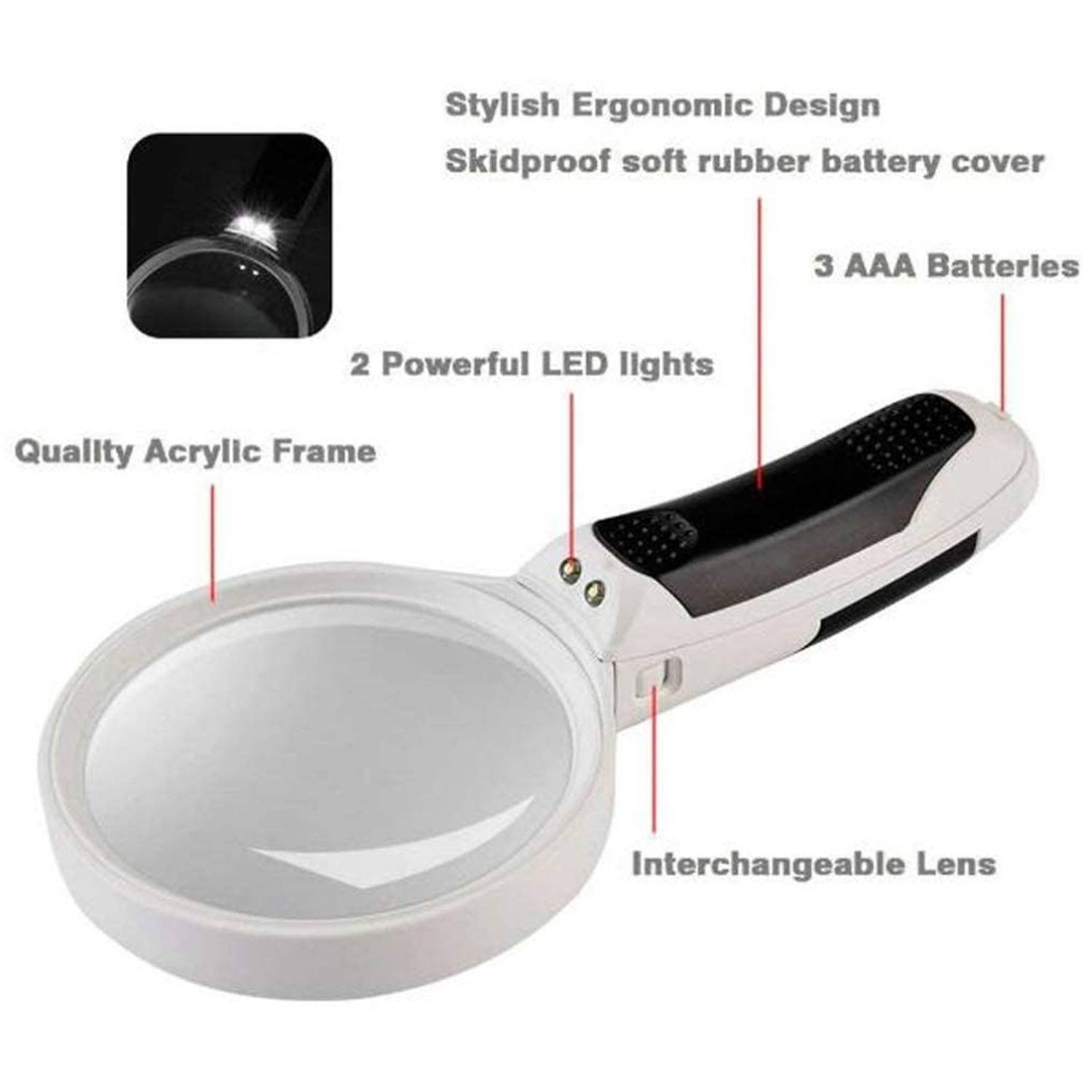 Handheld Magnifying Glass With Light Detachable 7