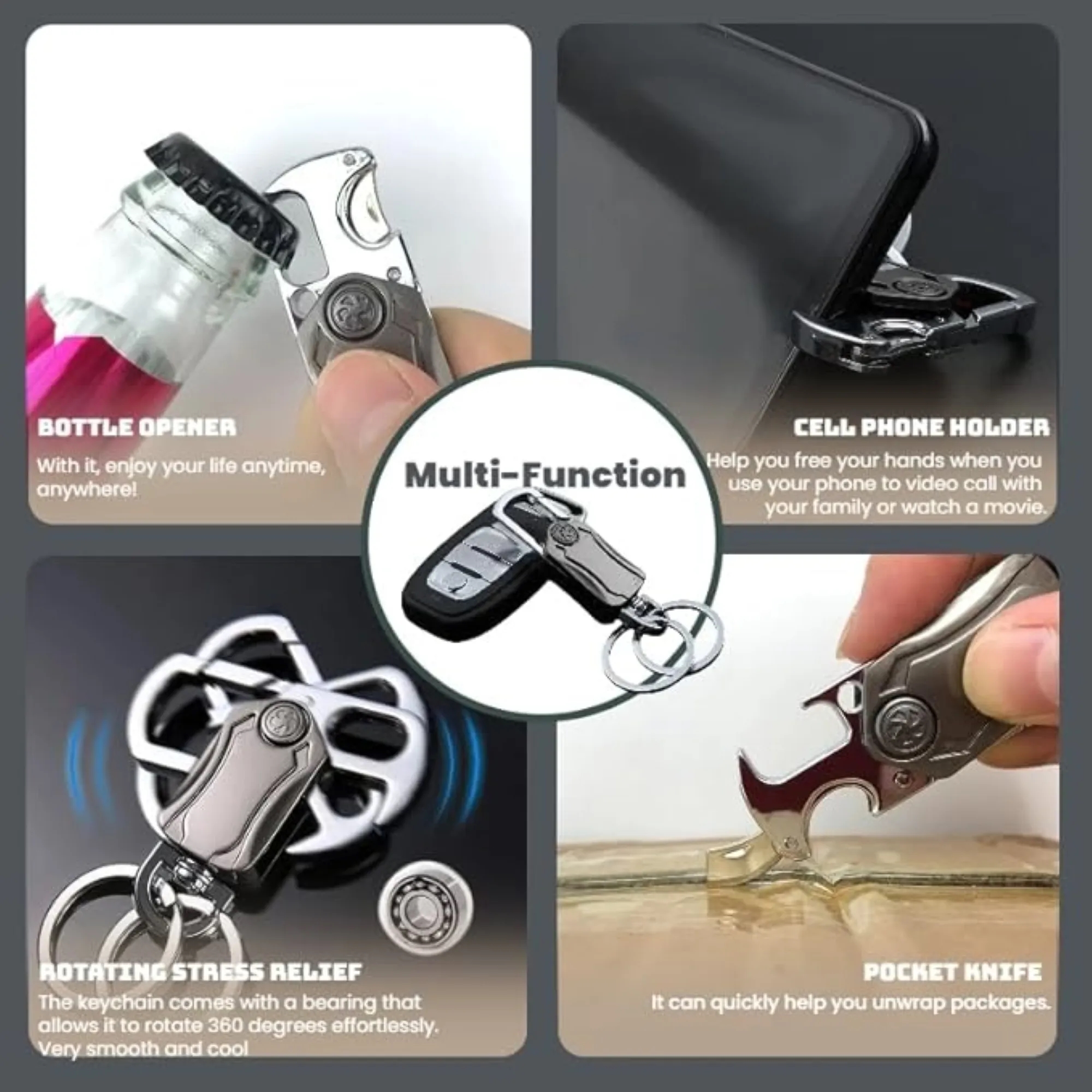 Multi Functional Rotating Corkscrew Knife Keychain 3
