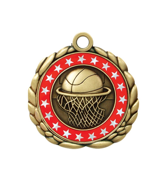 Basketball Antique Gold QCM Medallion (2-1/2")
