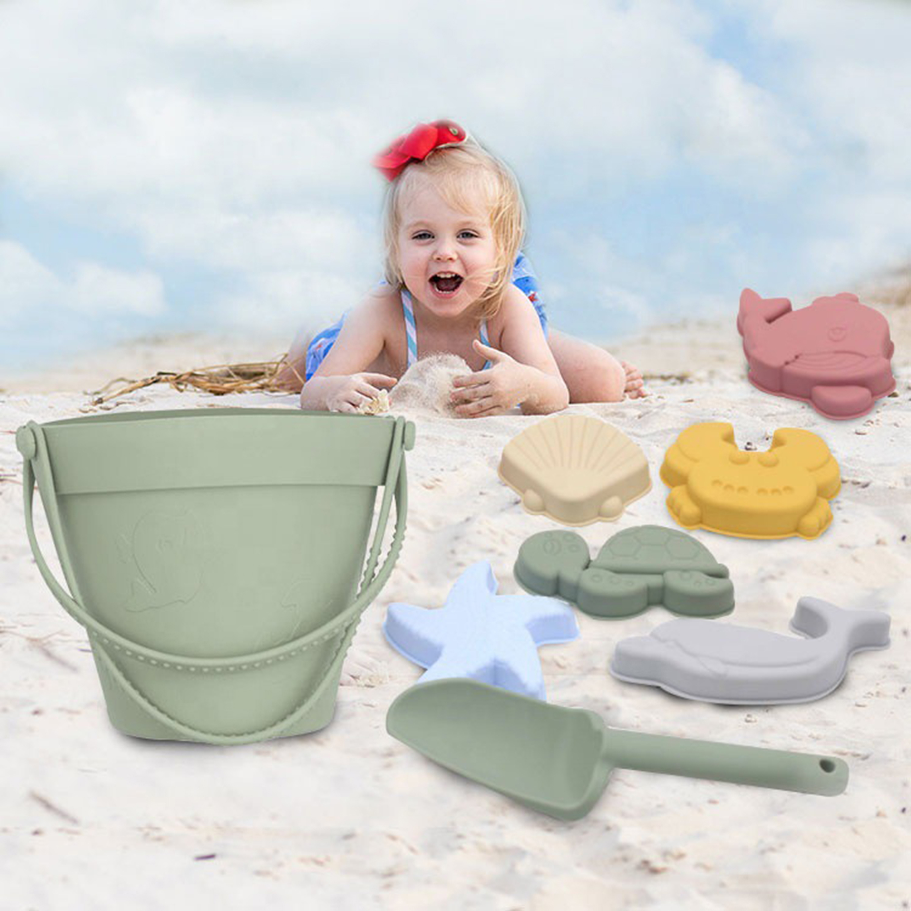 Beach Bucket and Shovel Set 4