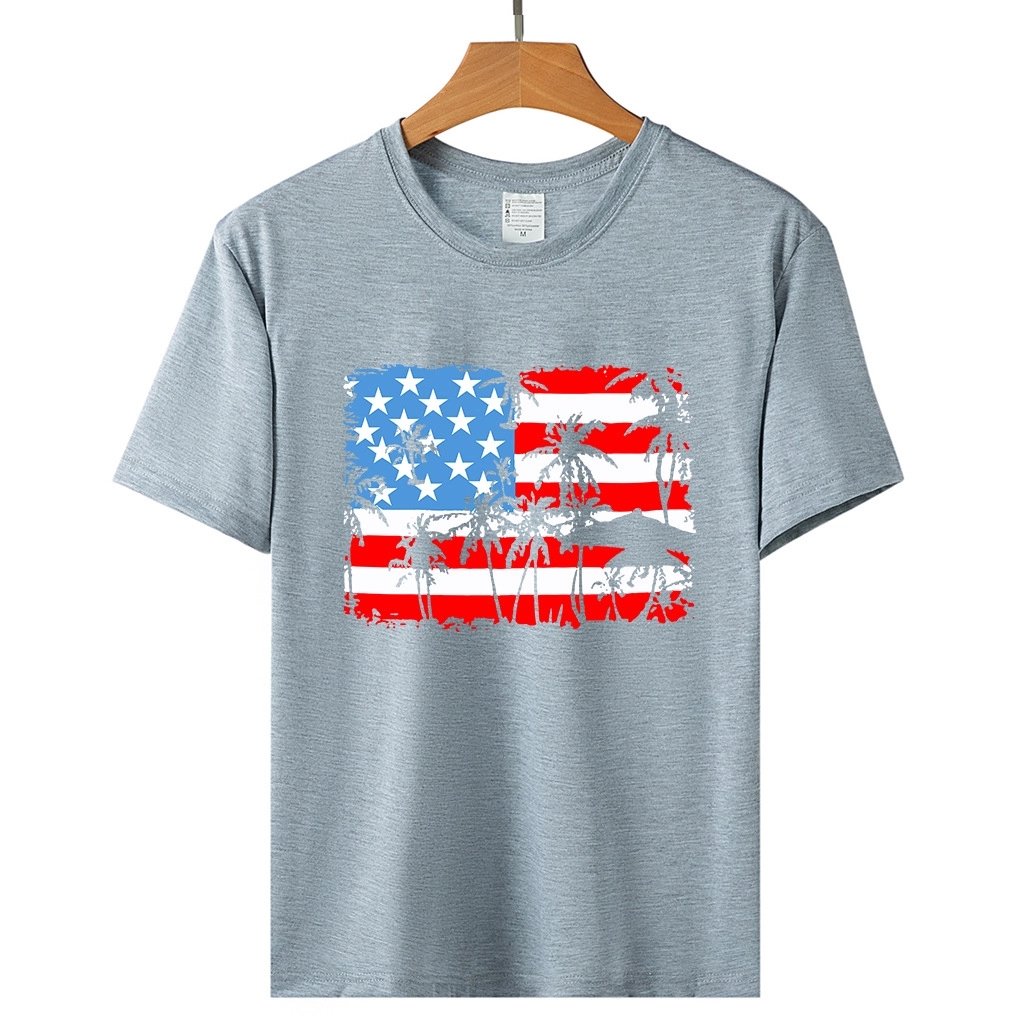 Women American Flag Graphic Short Sleeve Round Neck T-shirt 11
