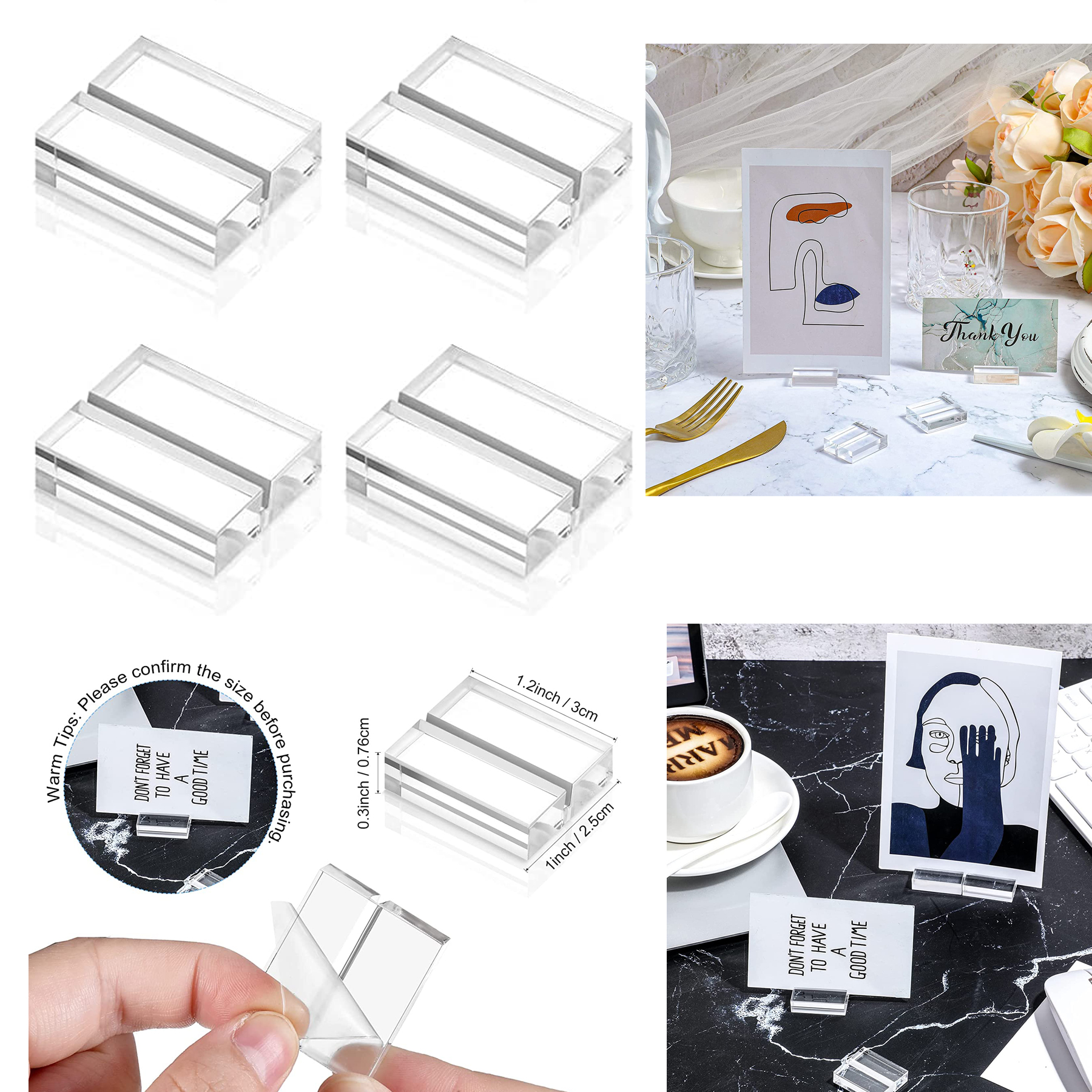 1.2 Inches Acrylic Stands Clear Place Card Holders