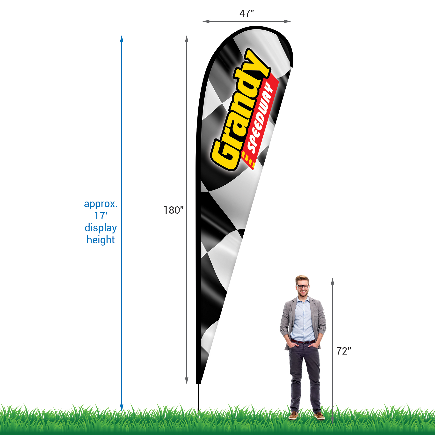 15' Single Reverse Portable Teardrop Banner w/ Hardware Set 7