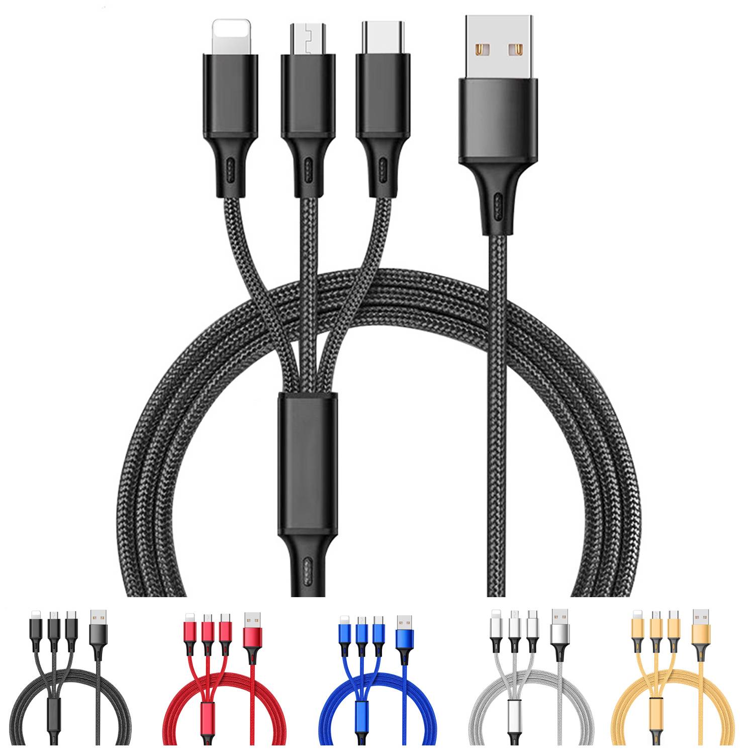 3 in 1 Nylon Braided Universal Charging Cable 5