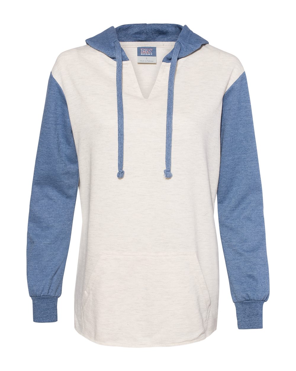 Women's French Terry Hooded Pullover with Colorblocked Sleeves - W20145 13
