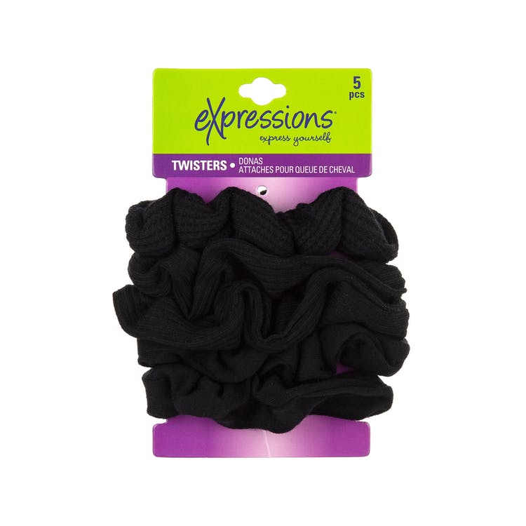 Terry Twister Scrunchies - Black 5 Pack 2