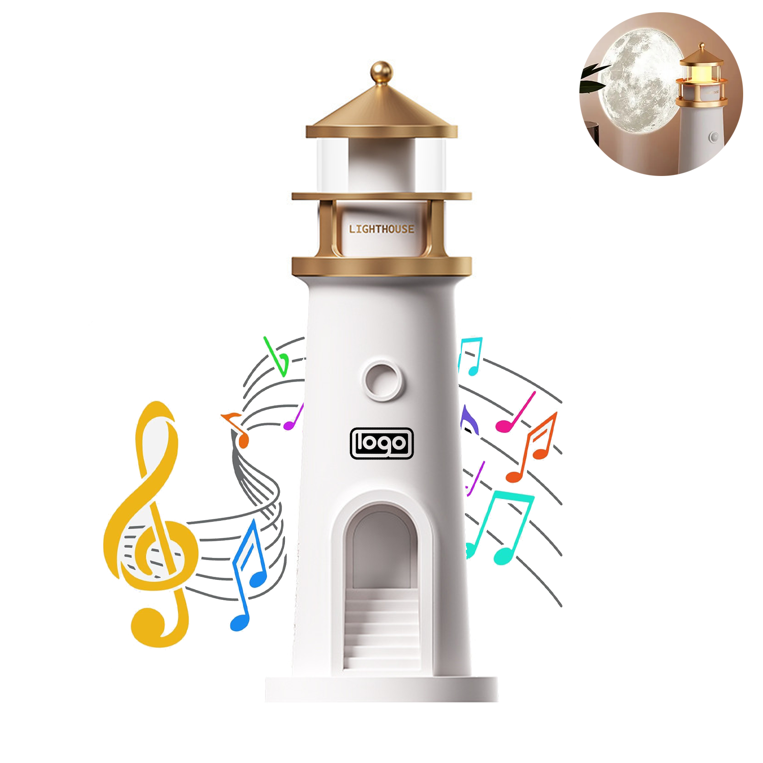 Lighthouse Bluetooth Speaker Moon Lamp Projector Night Light
