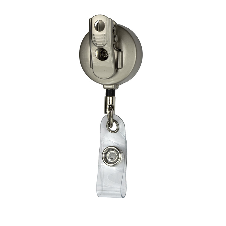 24" Cord Round Matte Solid Metal Retractable Badge Reel and Badge Holder 4