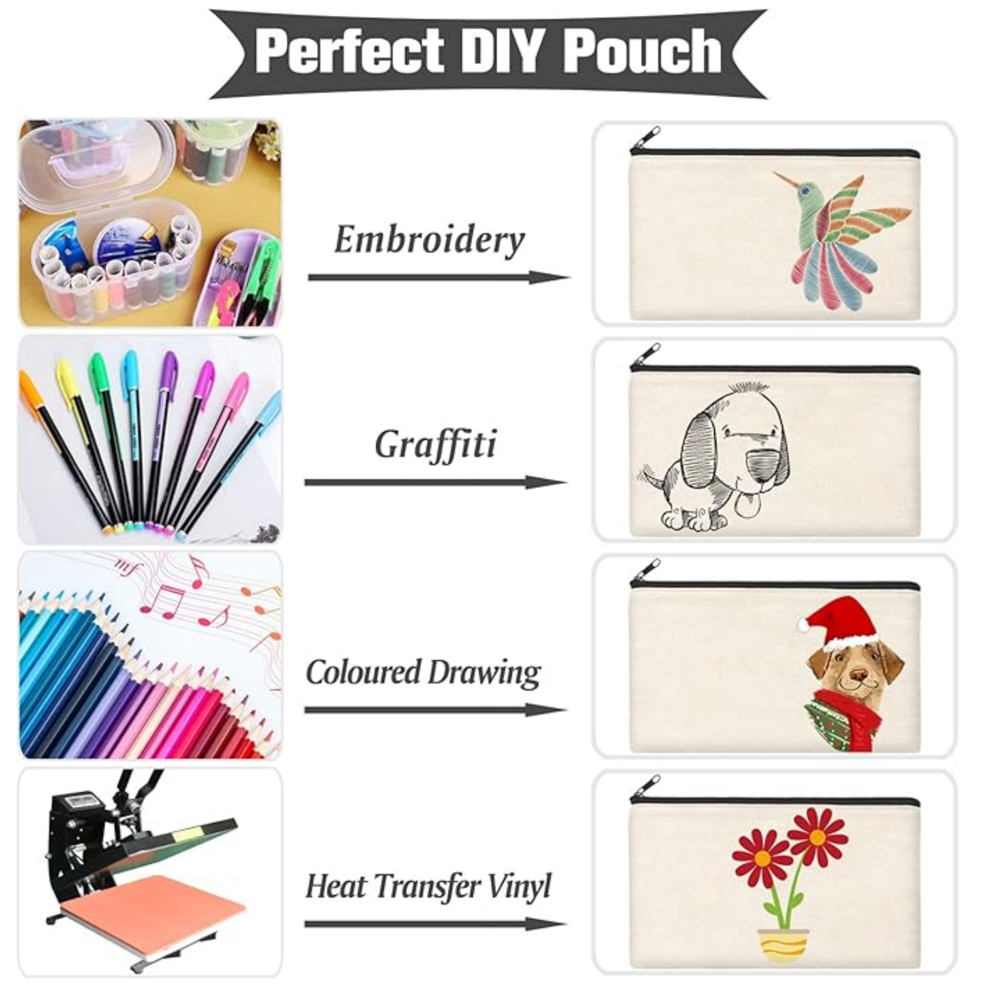 Canvas Pencil Pouch Zipper Bag with Wristband Lanyards 1