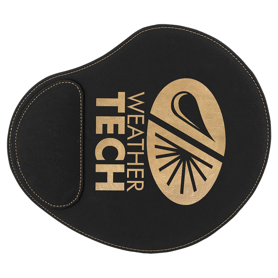9" x 10 1/4" Black/Gold Leatherette Mouse Pad 2