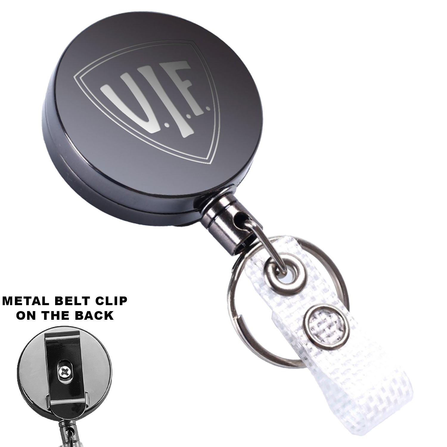 Round Heavy Duty Metal Badge Reel w/ Belt Clip 1