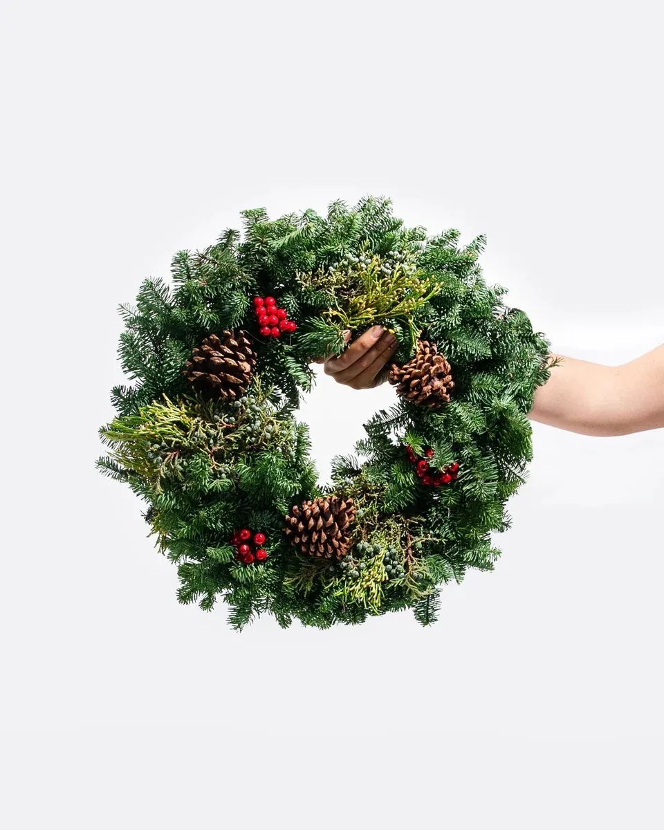 Small or Medium Fresh Cut Noble Fir Juniper & Cedar Wreath