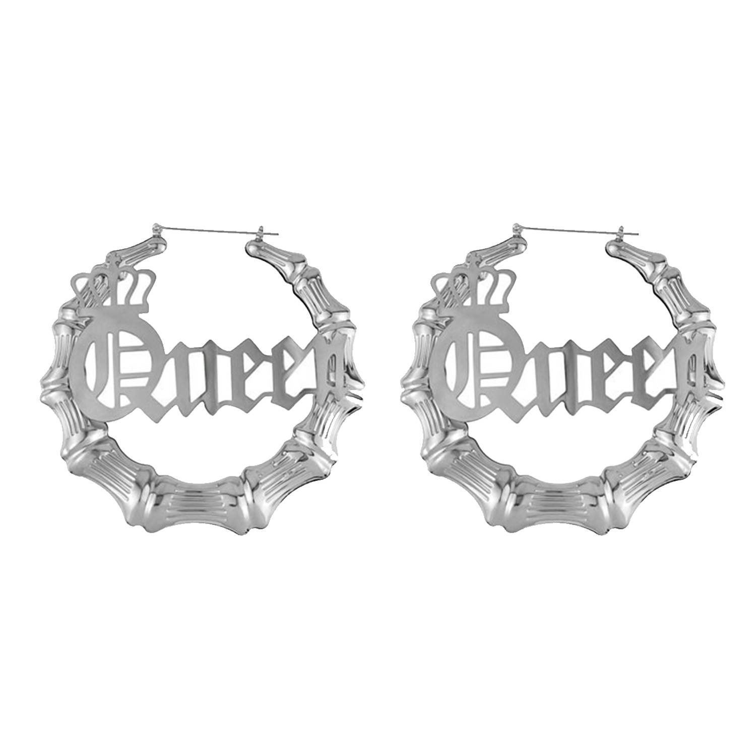Custom Large Hollow Queen Letter Design Earrings 3