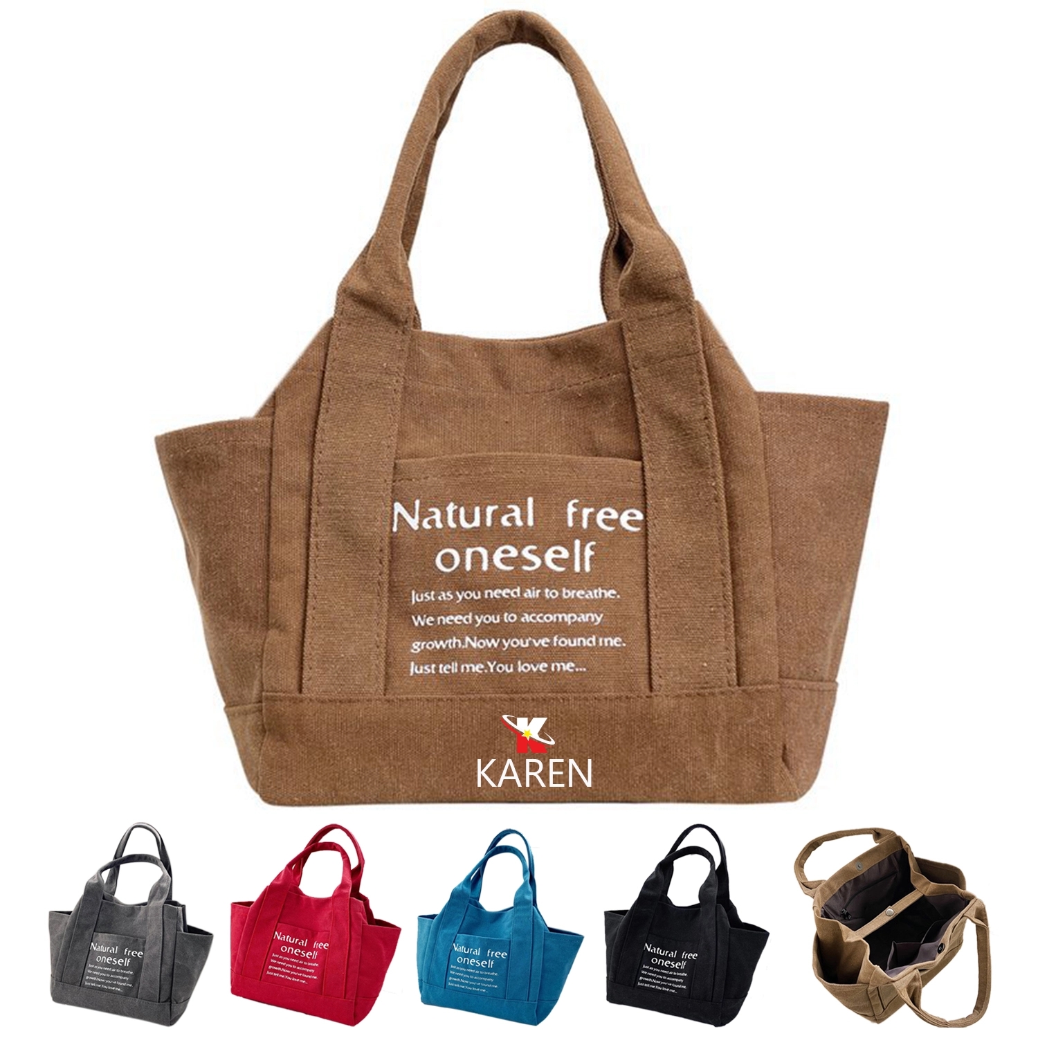 Women'S Canvas Tote Purses Multi-Pocket Handbags 4