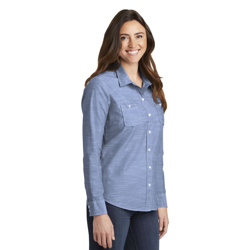 Port Authority Ladies Slub Chambray Shirt. 4