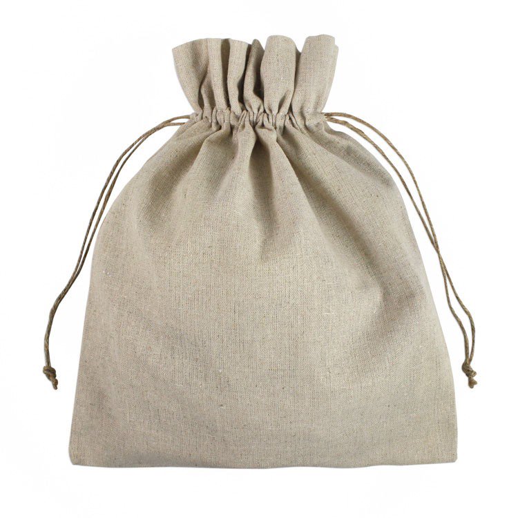 10"x12" Custom Printed Natural Linen Bag with Jute Drawstring 1