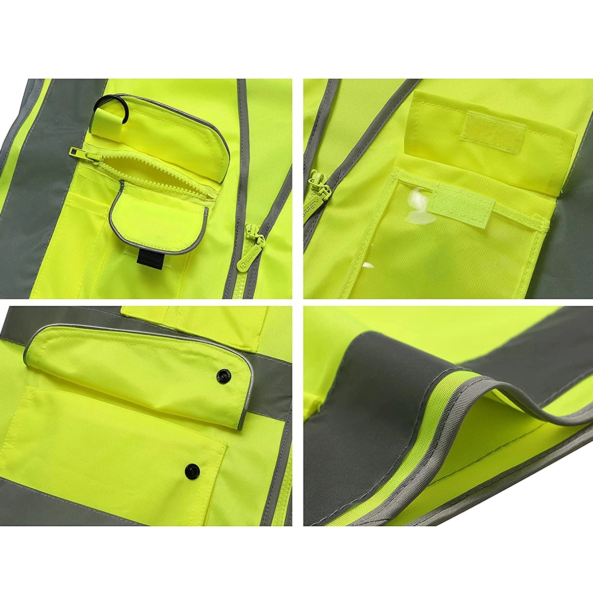 9 Pockets High Visibility Zipper Front Safety Vest 4
