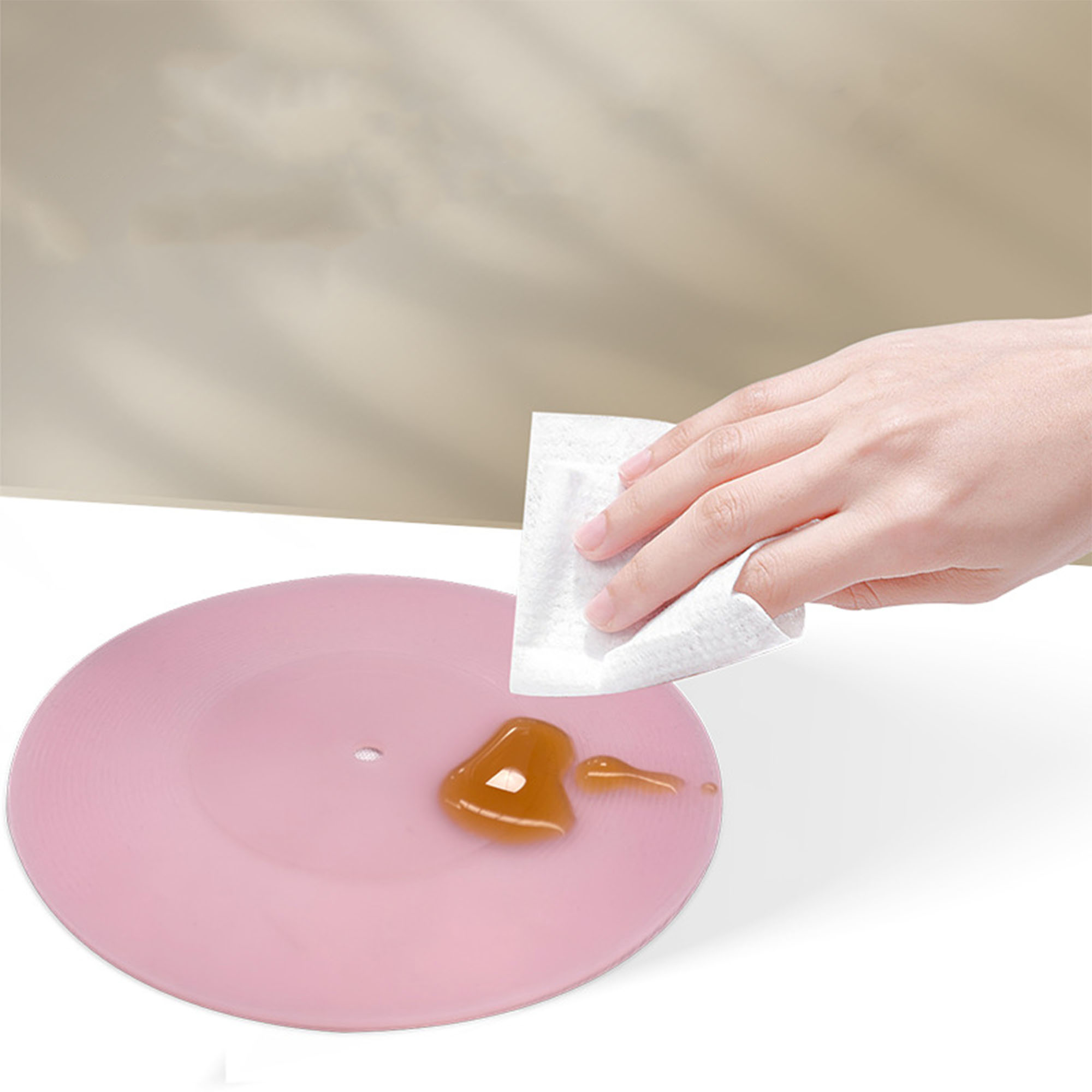 Round record silicone heat-insulating coaster 4