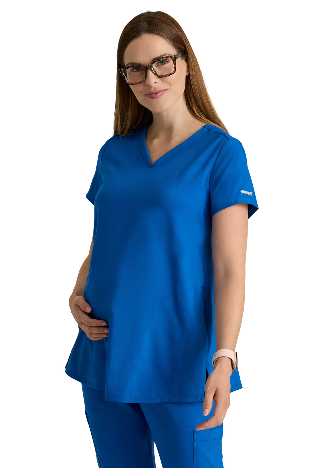 Grey's Anatomy Evolve Stretch - Women's Two-Pocket Promise Maternity Scrub Top 10