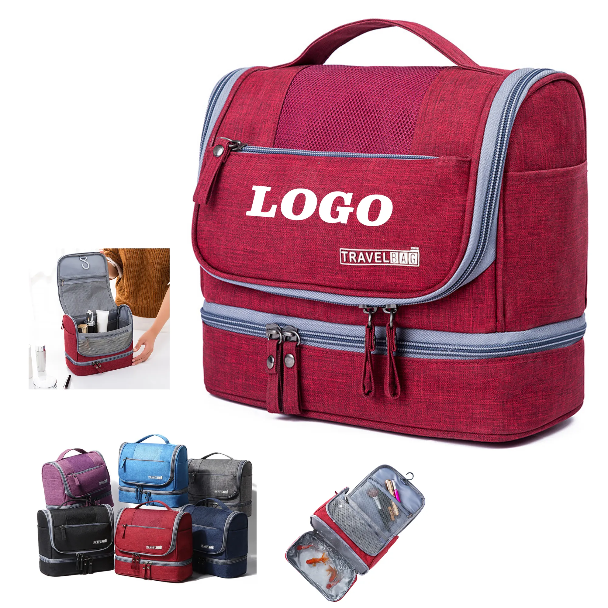 Waterproof Travel Toiletry Organizer Bag With Hook MOQ 50PCS