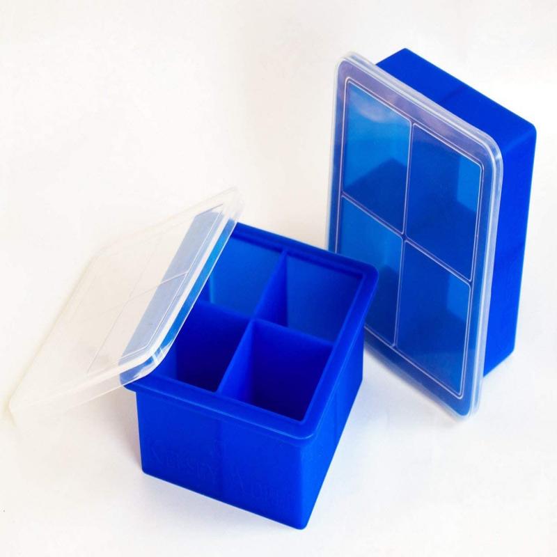 4 Ice Cube Molds Silicone Ice Tray w/Lid 4
