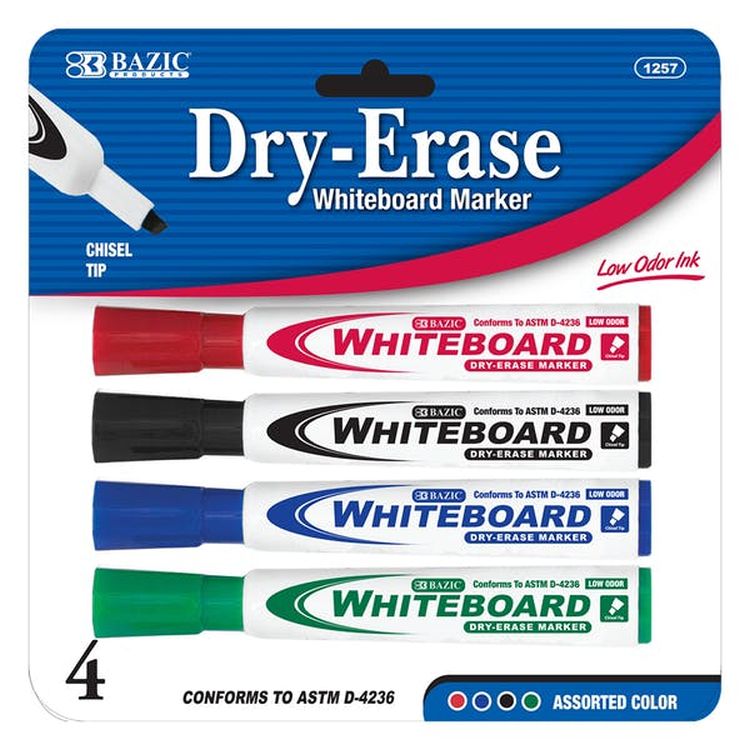Dry-Erase Markers - 4 Pack Chisel Tip 2