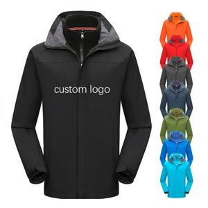 Orange Water Proof Camping Men Women Winter Jacket With Hood 2