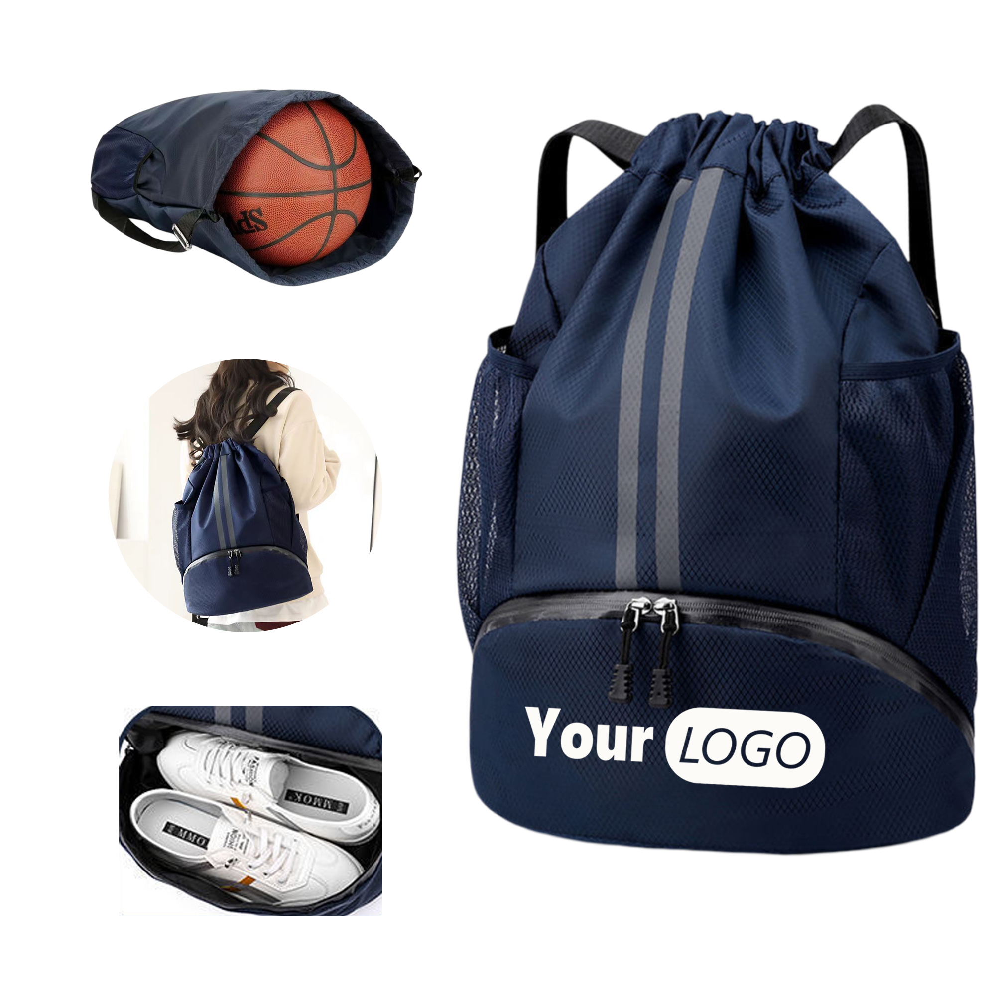 Waterproof Drawstring Backpack with Dry and Wet Separation 2