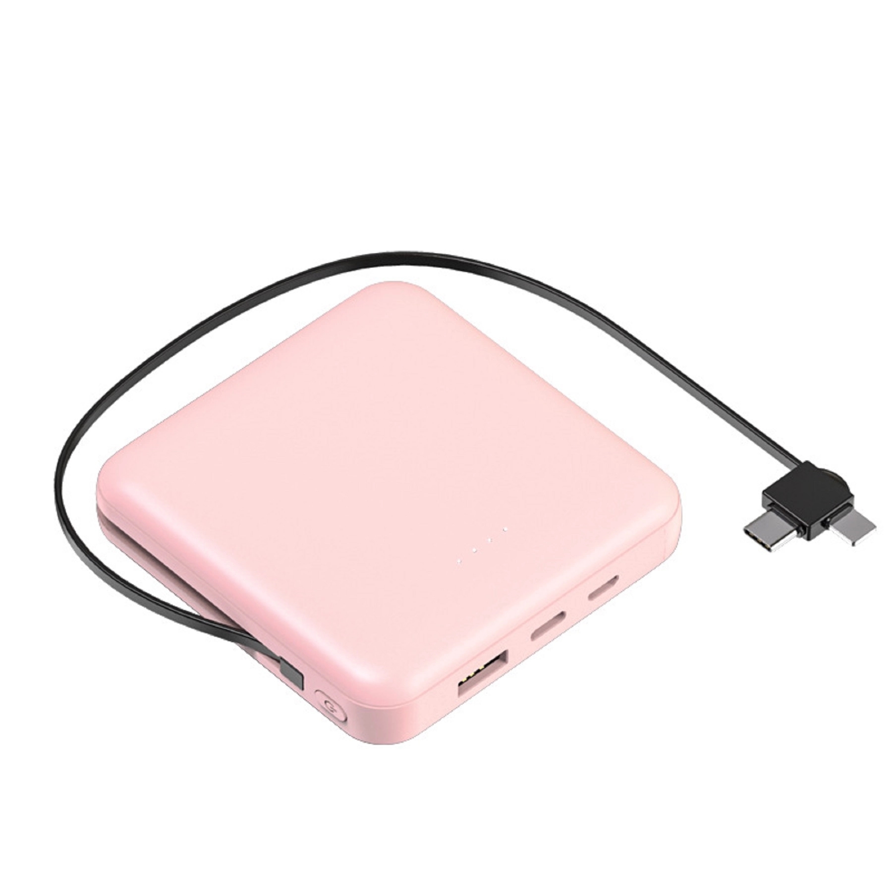 Square 10000 mAh Power Bank with Built in Cable 2