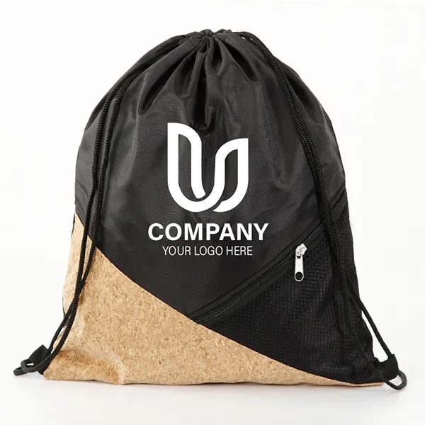 Cork Polyester Drawtring Backpack -14x18 4