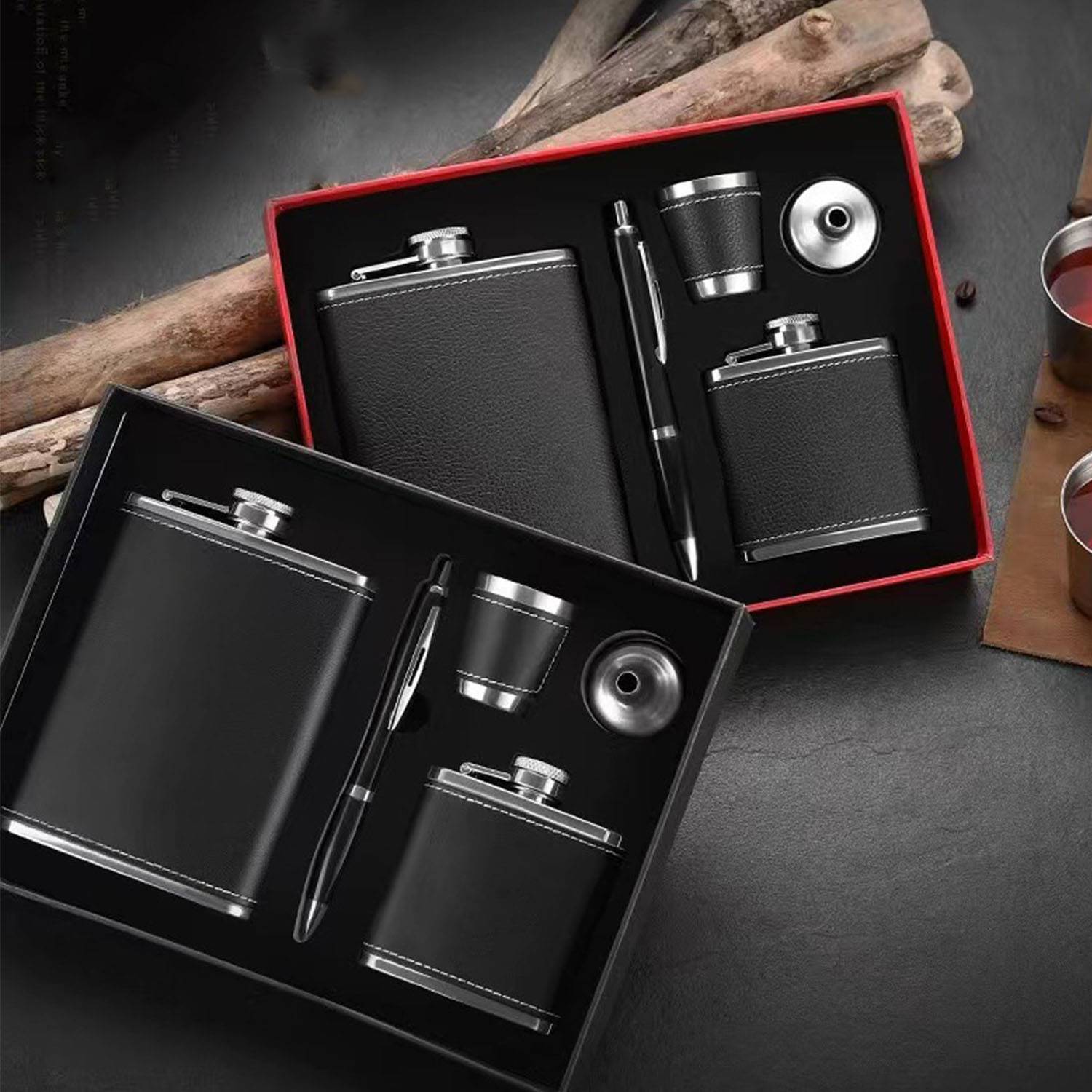 8oz Stainless Steel Flask Set 4