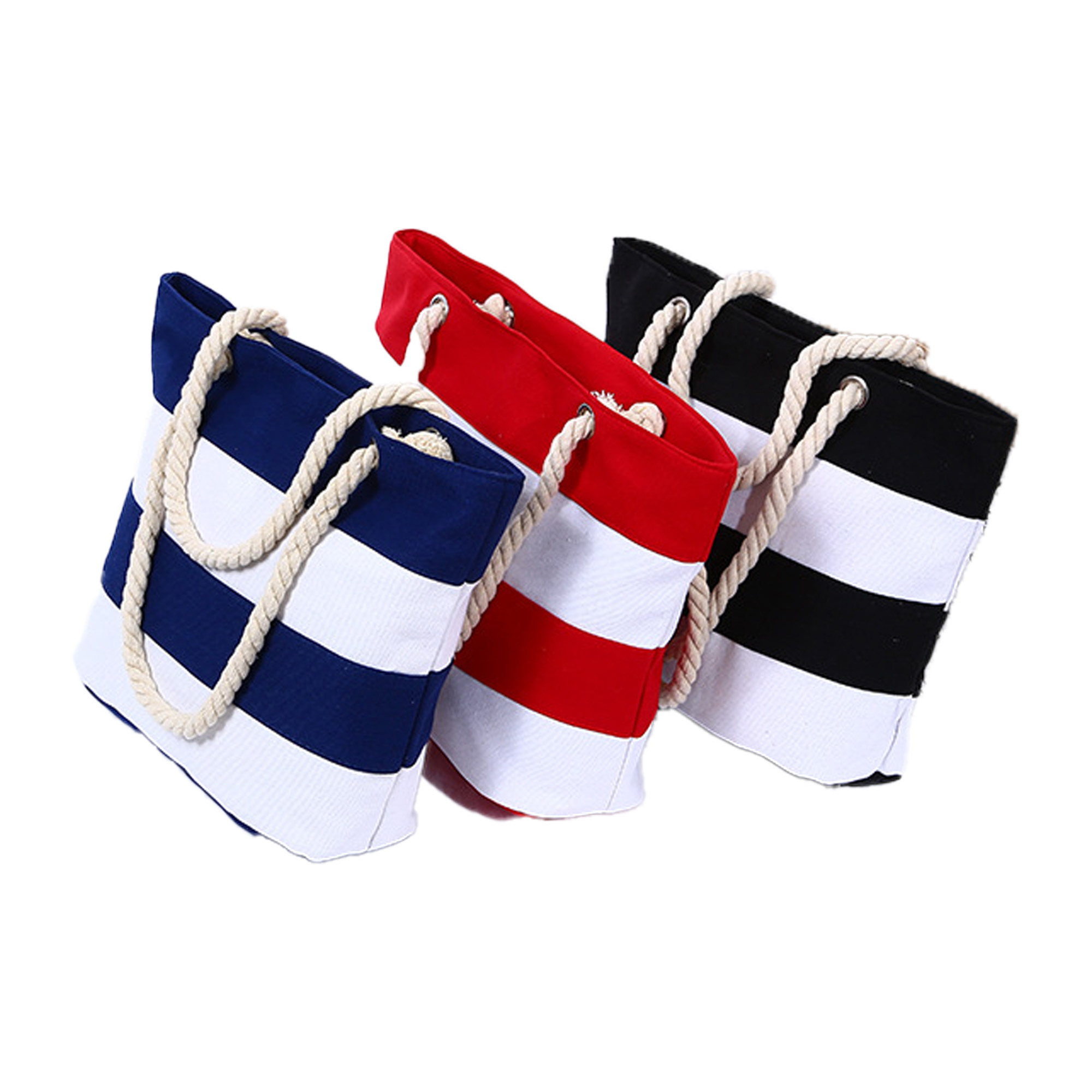 Striped Canvas Tote Bag 2