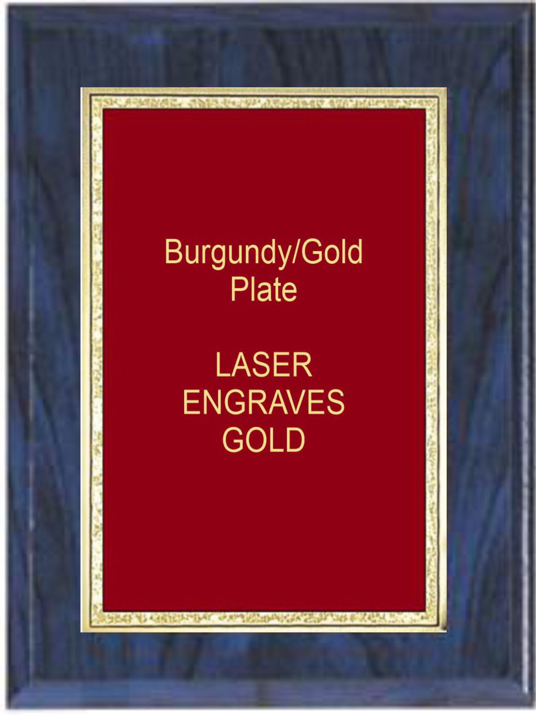 5" x 7" Blue Woodgrain Plaque with a Red Florentine Plate 2