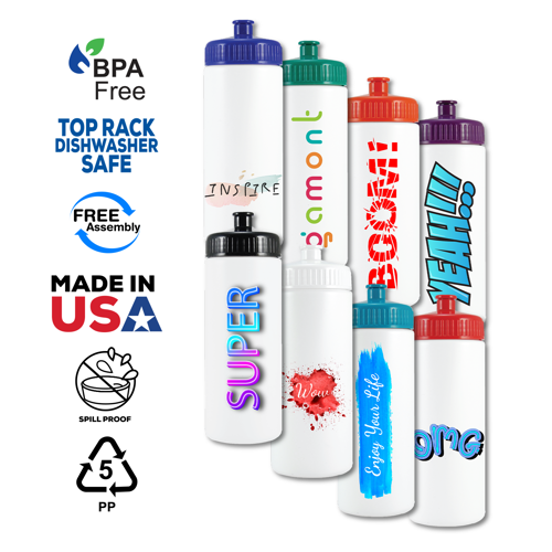 Sports Bottle with Push Spout - Plastic 16 oz 4