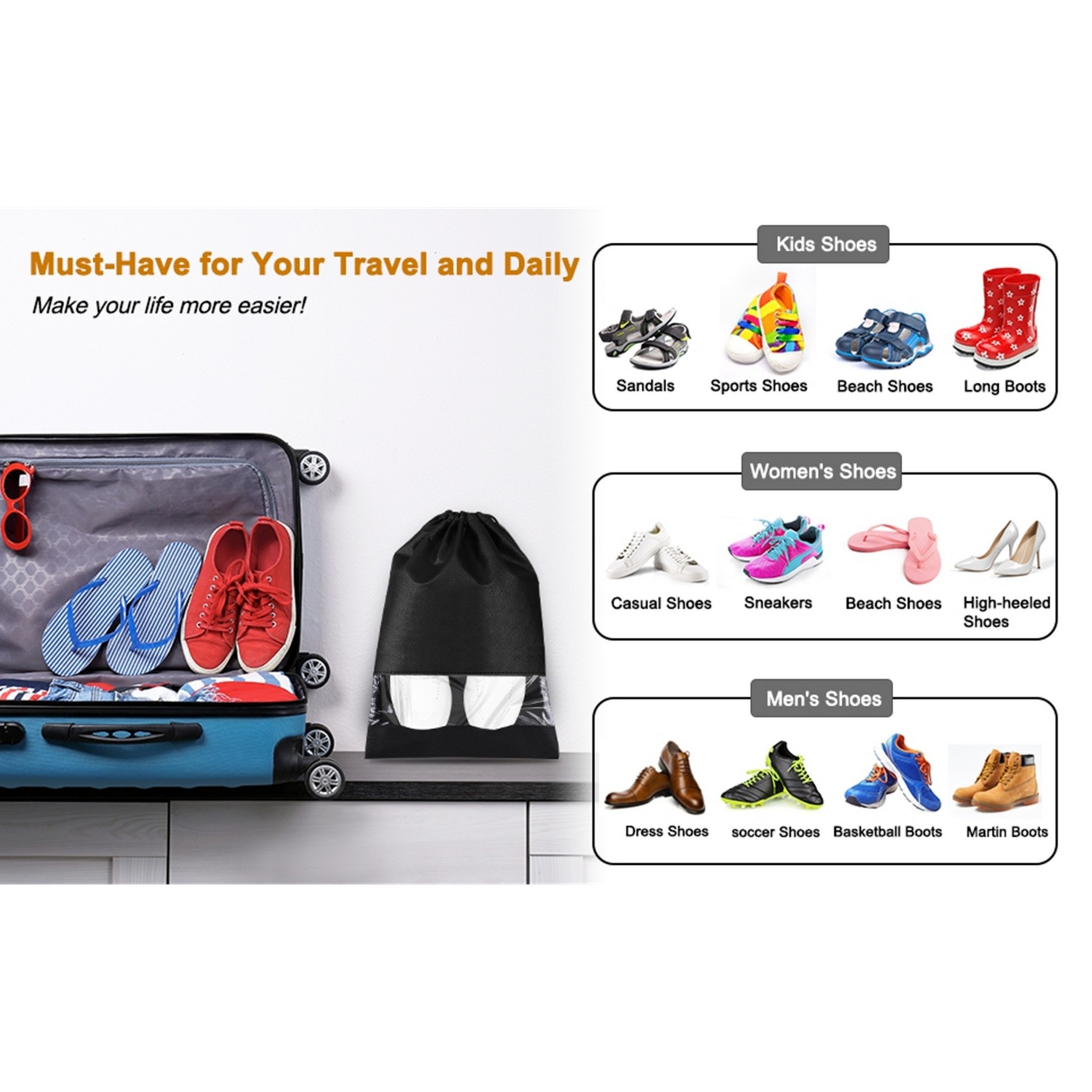 Travel Drawstring Shoe Bag 7