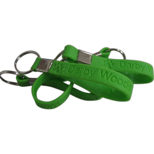 1/2 Inch Debossed Silicone Wristband Keychain 2