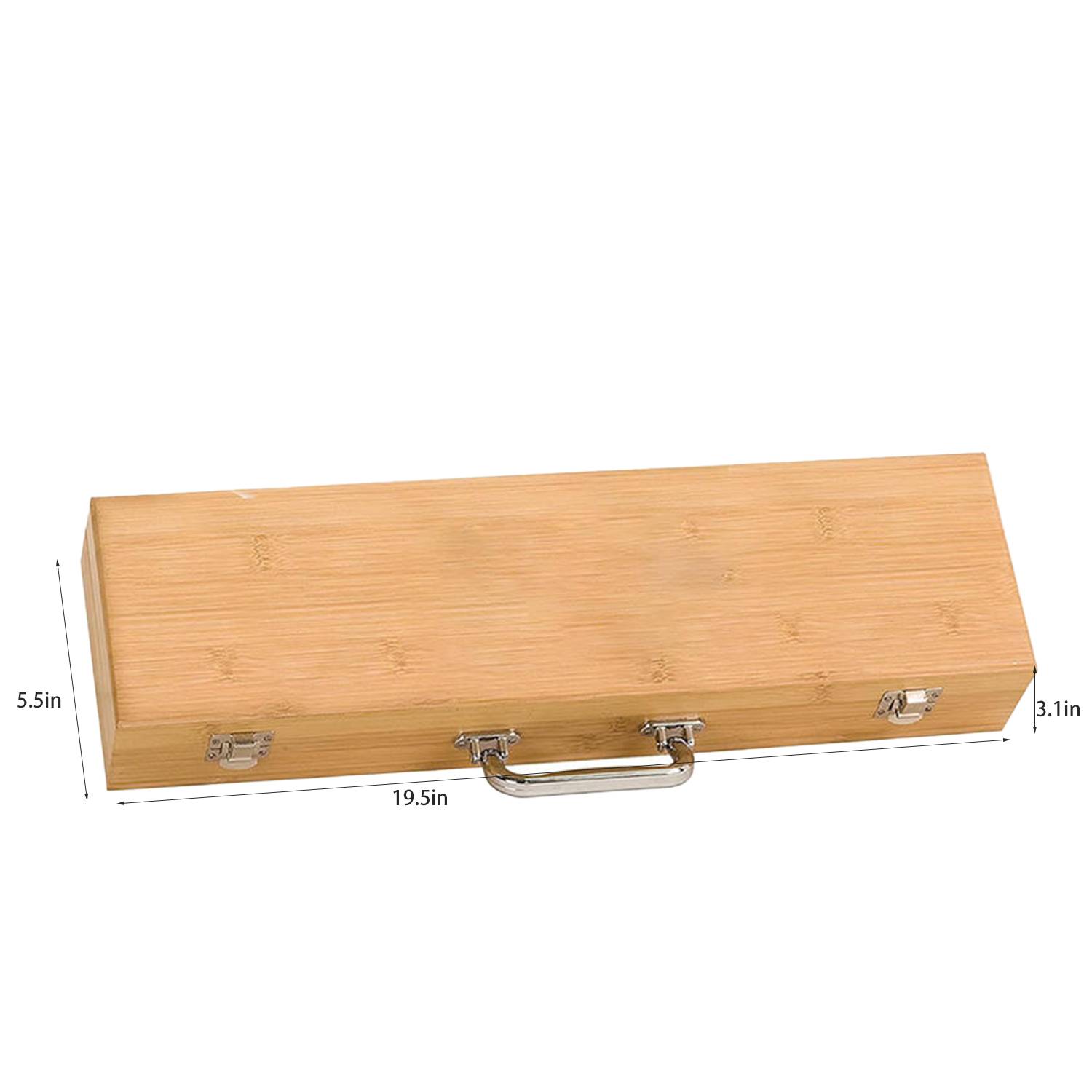 3PCS Wooden Handle Stainless Steel BBQ Set w/ Case 6
