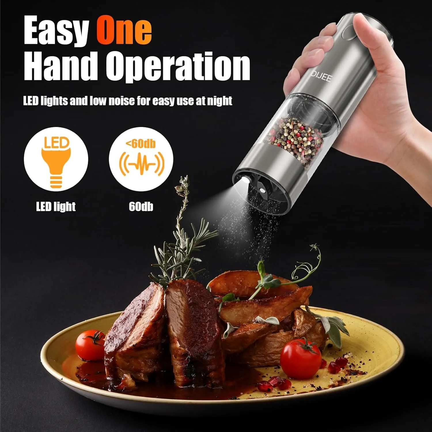 Automatic Salt/Pepper Mill with LED Light for Kitchen 3