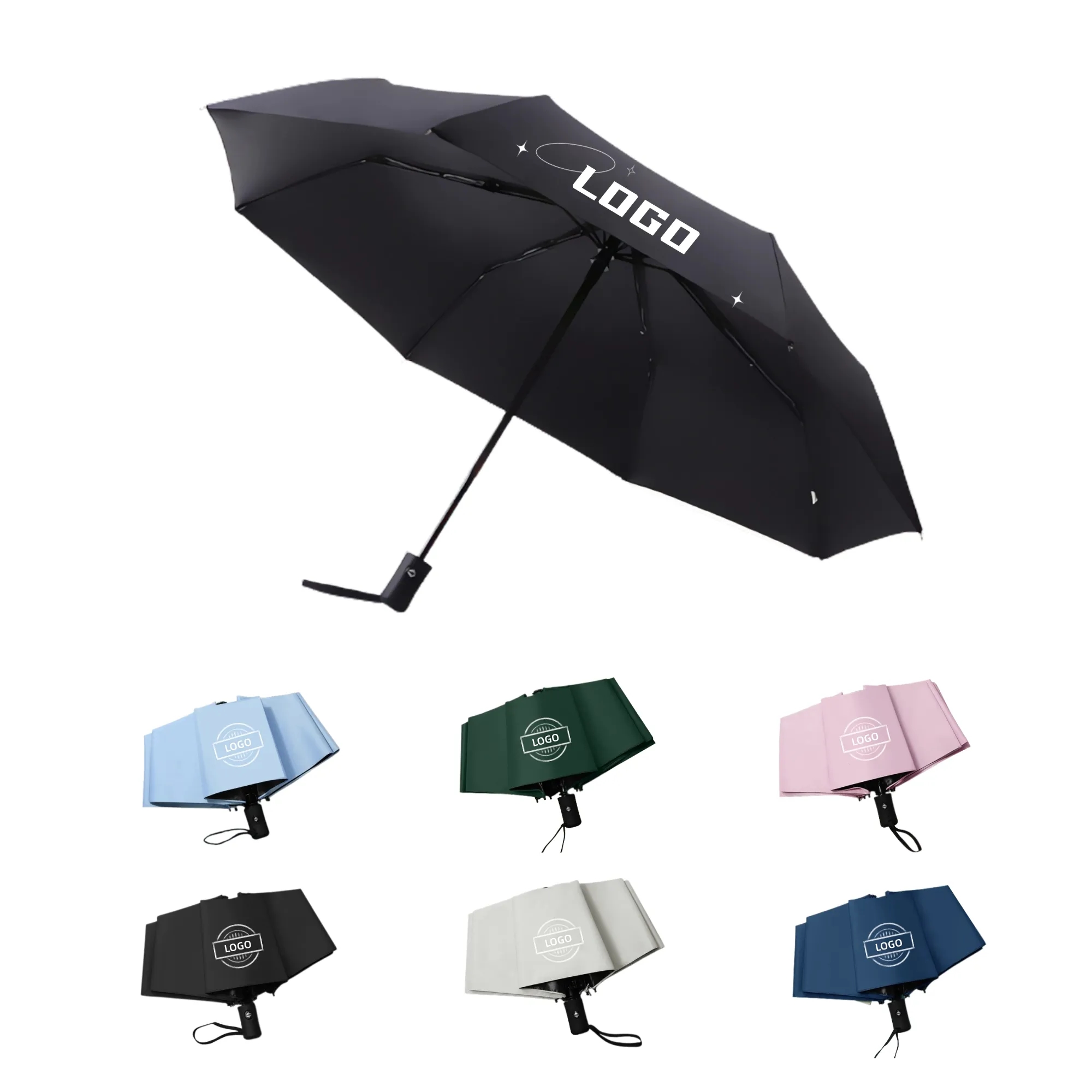 Arc Folding Umbrella Rain Parasol Advertising Travel Outdoor