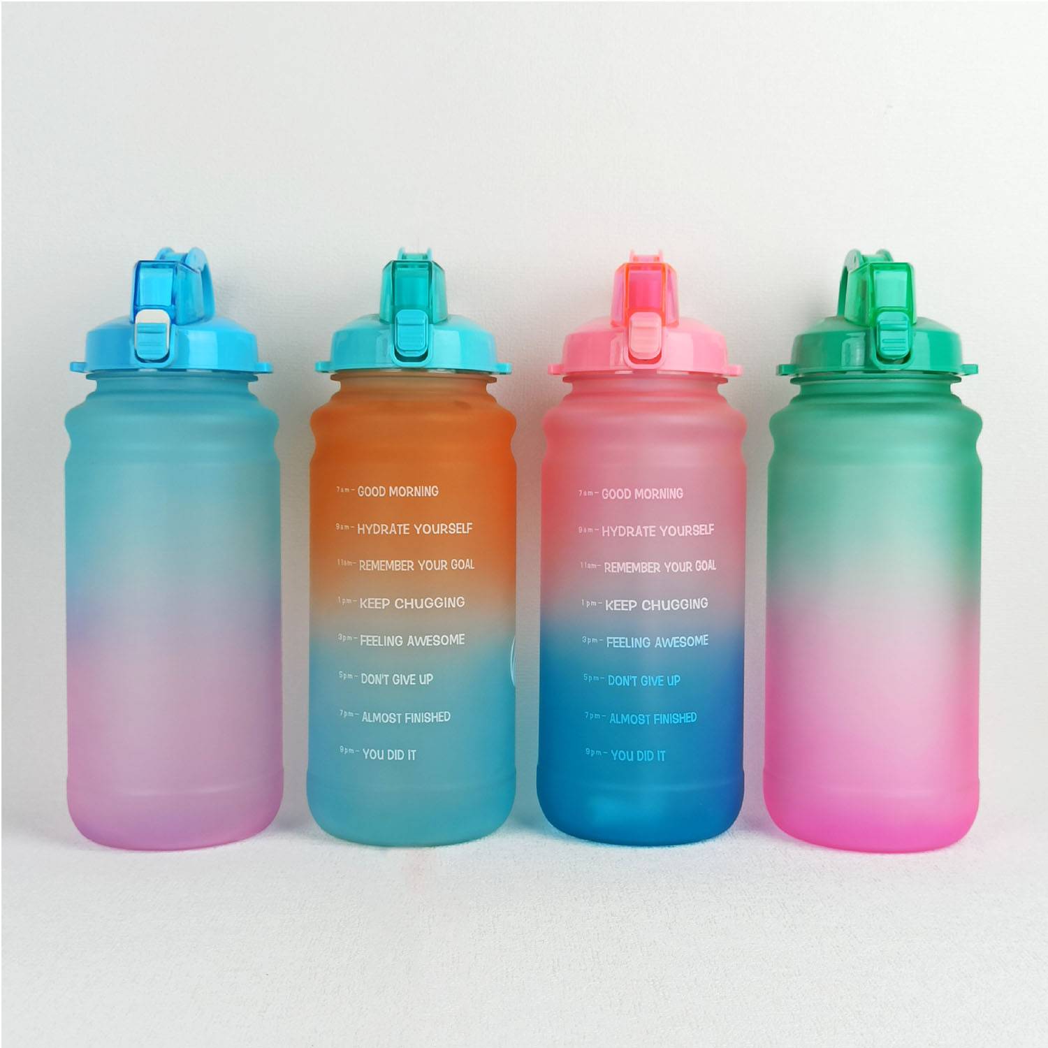 64Oz Motivational Time Marker Water Bottle W/ Straw 3
