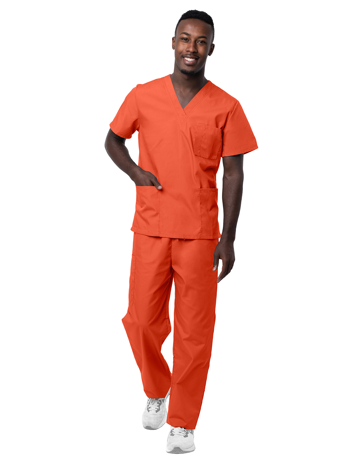 Adar - Sivvan - Unisex V-Neck Top Drawstring Pant Scrub Set
