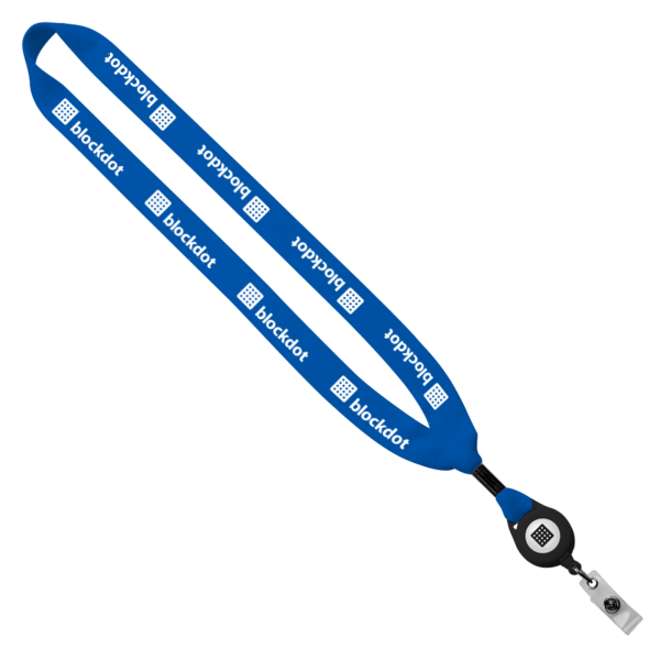 3/4" Cotton Lanyard with Metal Crimp & Retractable Badge Reel 214