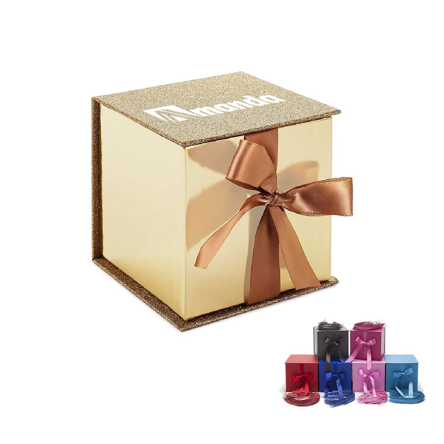 Custom Glitter Gift Paper Box W/ Bow 7