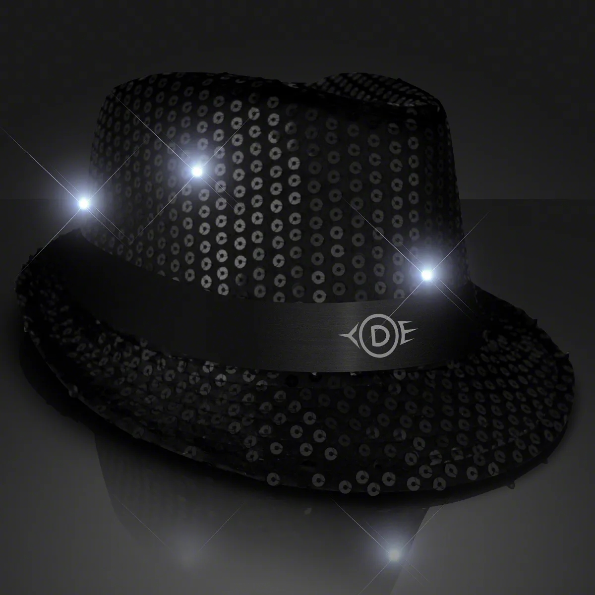 Shiny Single Colored Fedora Hats with Flashing Lights 34
