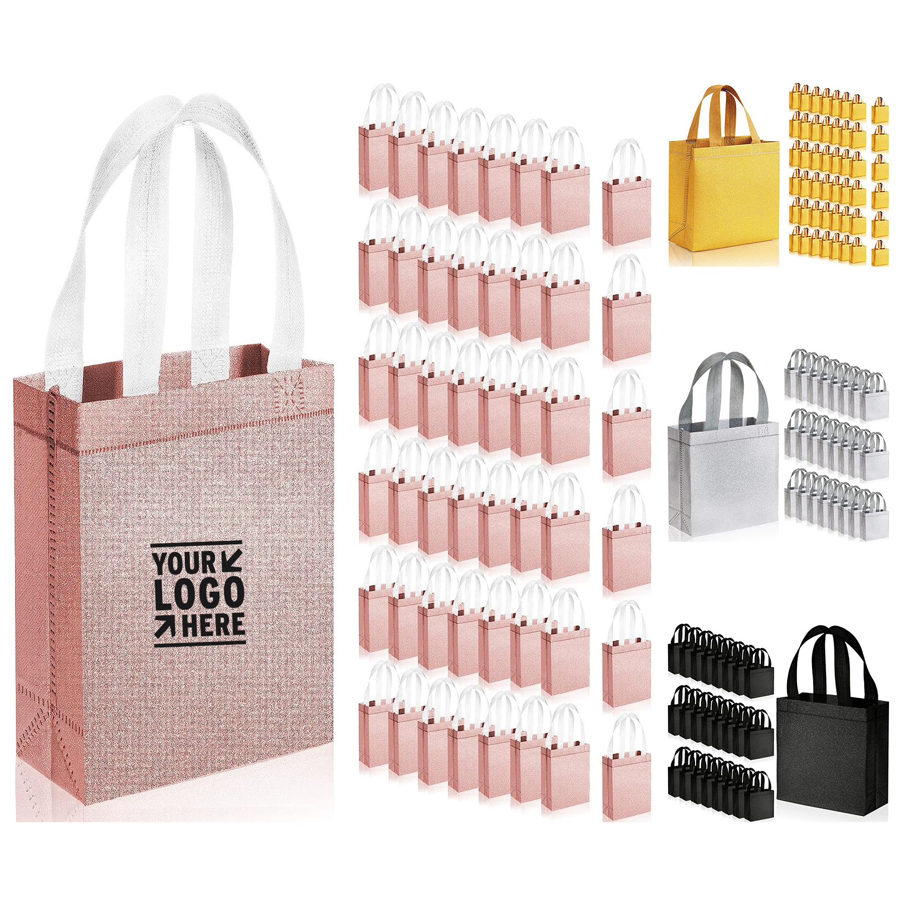7.9 x 3.9 x 9.8 Inches Metallic Tote with Handles Glitter Gift Bag 2