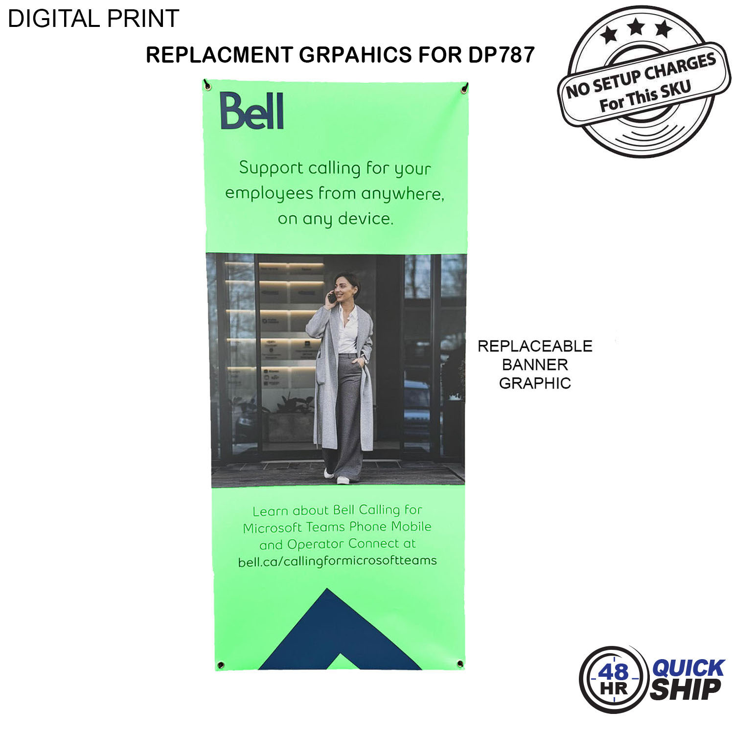 48Hr Quick Ship - Replacement Graphics only, 32x72, for Tripod Banner DP787, NO SETUP CHARGE