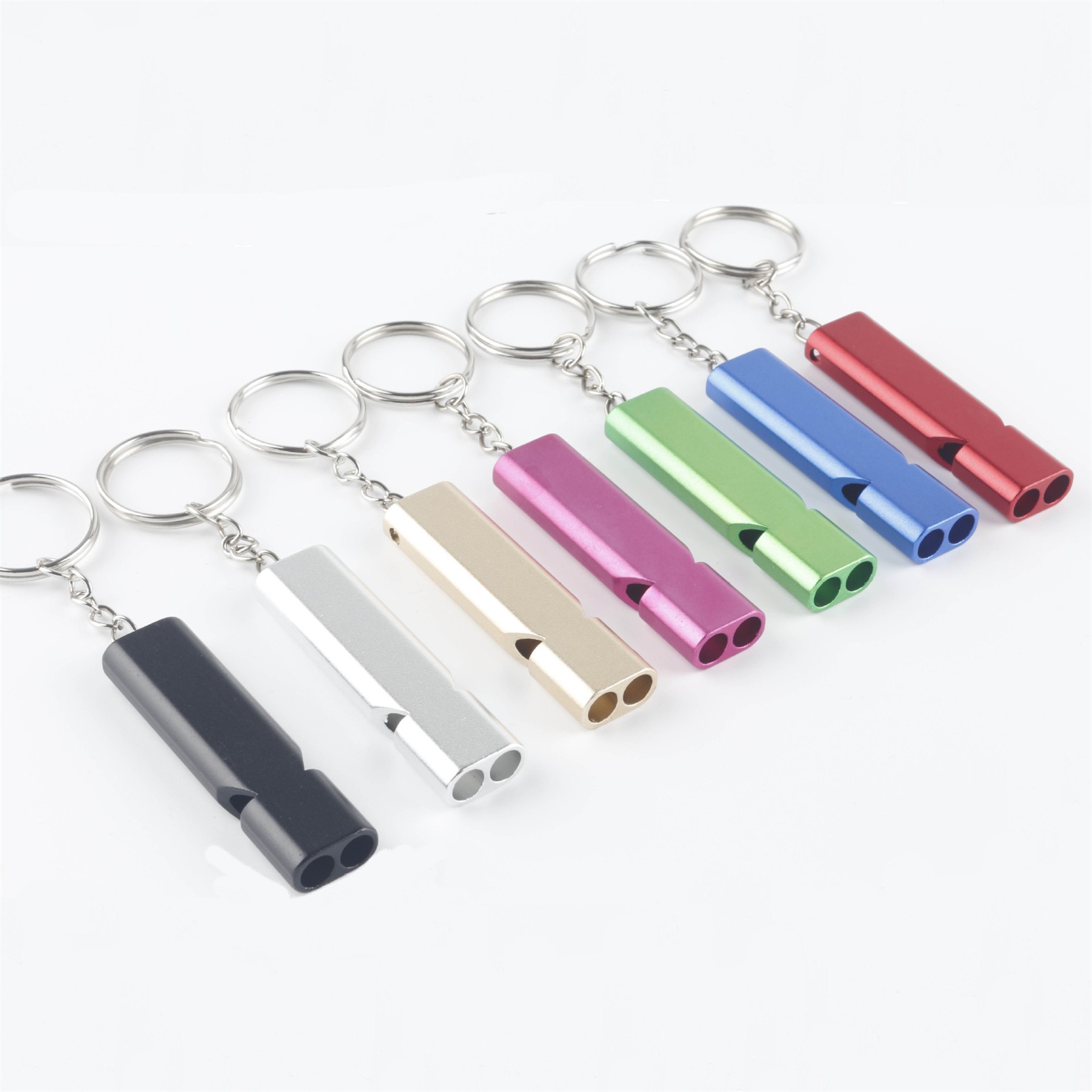 Double Pipe Aluminum Alloy Whistle With Keychain 6